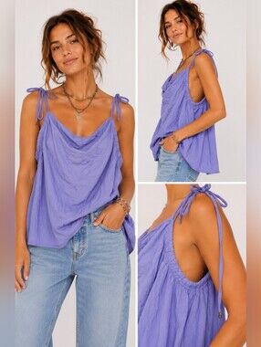 NWT Valija Lavender Boho Tie Strap Cami Top Free People Style Medium
